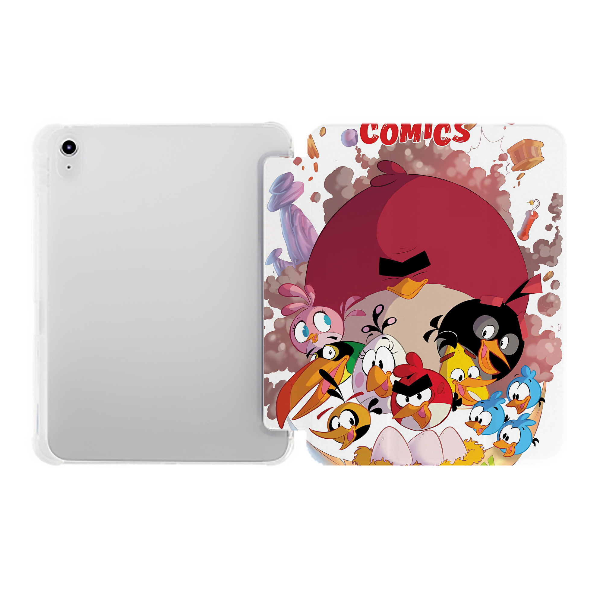 （画像用） Angry Birds アングリーバード IPad ケース ペン収納付き 三つ折りスタンド PUレザー×シリコン 対応機種9.5/10.5/10.9インチ